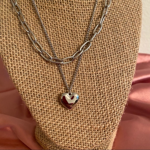 💕Last one Heart Layered Chain Necklace - Picture 6 of 11